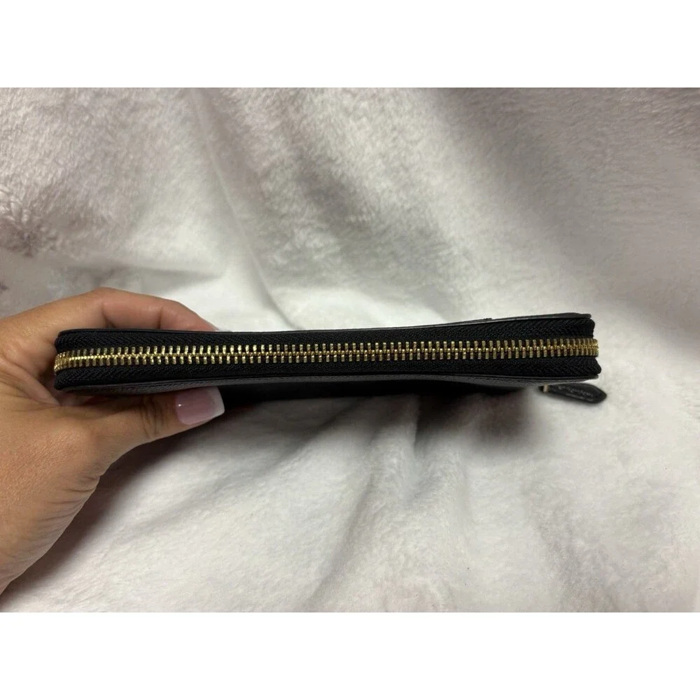 Coach C4124 Medium ID Zip Around Wallet Black Pebble Leather